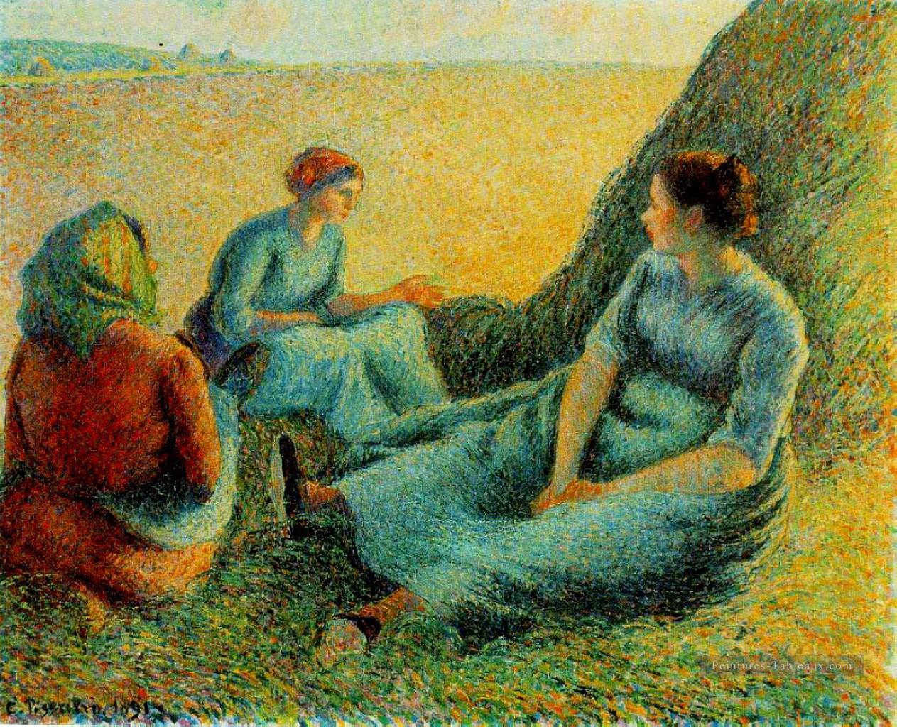 faneuses au repos 1891 Camille Pissarro Peintures à l'huile
